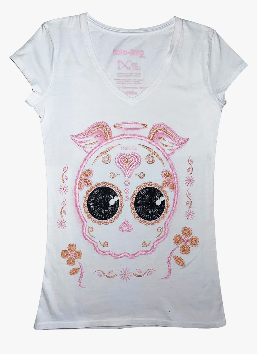 Imagen Frontal De Playera Blanca Con Un Estampado De - Cartoon, HD Png Download