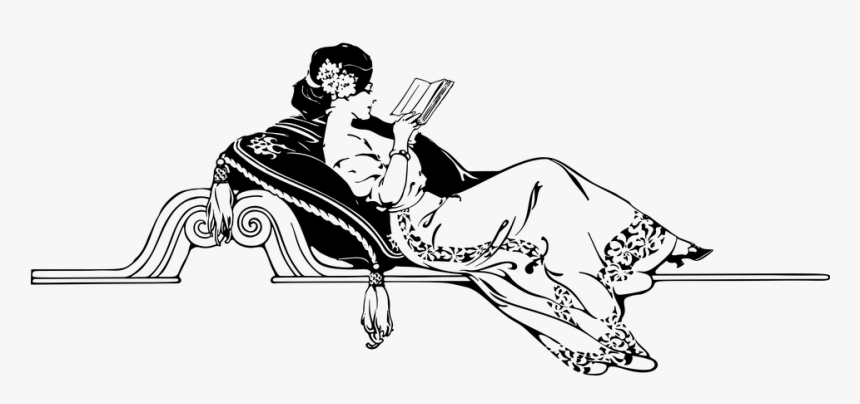 Transparent Phone Silhouette Png - Vintage Woman Reading, Png Download