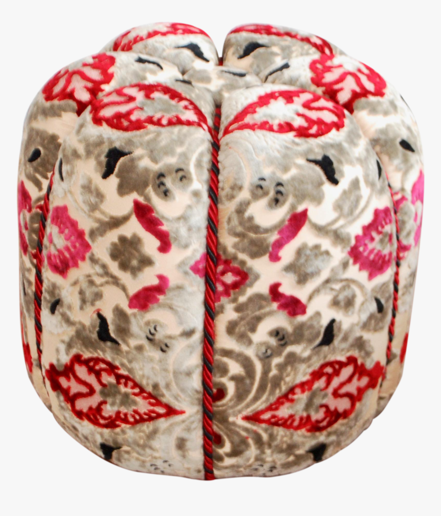 Moroccan Fabric Pouf, Red & Grey Velvet, HD Png Download