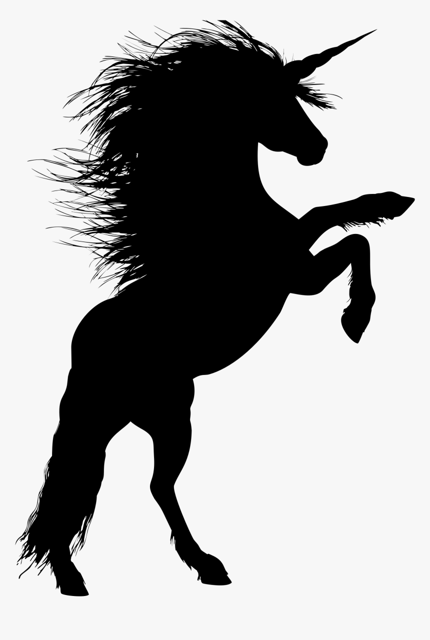 Animal, Equine, Rearing, Horse, Silhouette, Ride - Unicorn Silhouette Rearing Up, HD Png Download