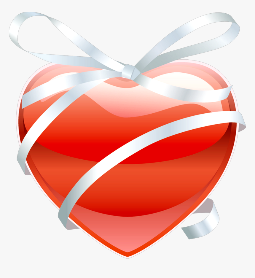 Red Heart With Ribbon Vector, HD Png Download , Transparent Png Image