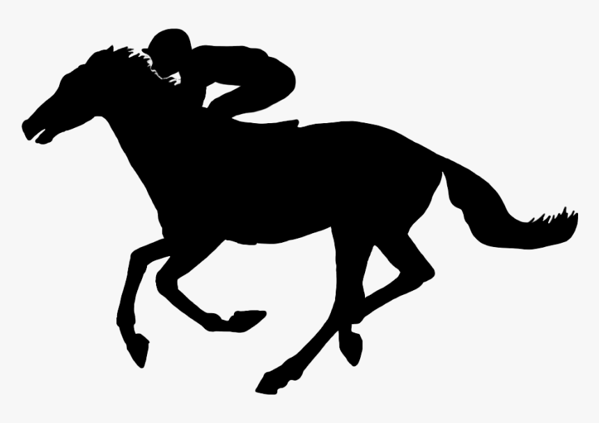 Horse With Jockey In Galop - Silhouette Horse And Jockey, HD Png Download