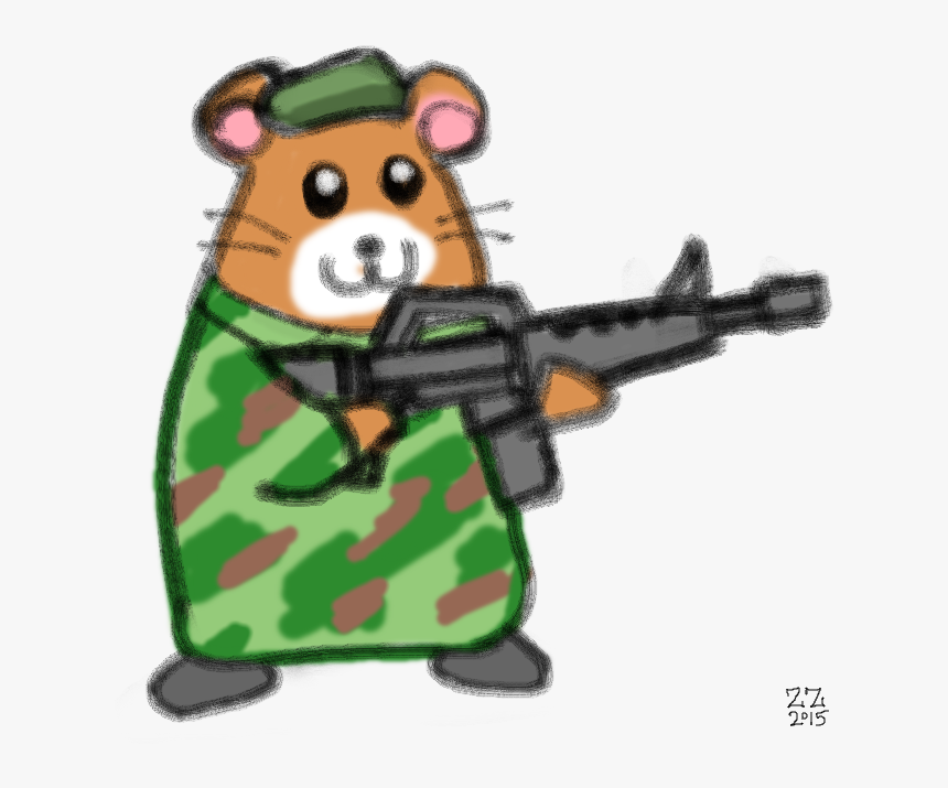 Transparent Beret Clipart - Animal Holding A Gun Drawing, HD Png Download