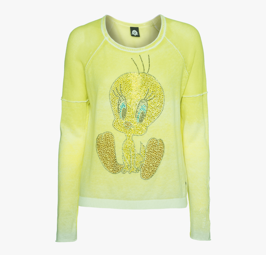 Fashion Frogbox Tweety Sparkle Yellow Fine Knit Sweater - Long-sleeved T-shirt, HD Png Download