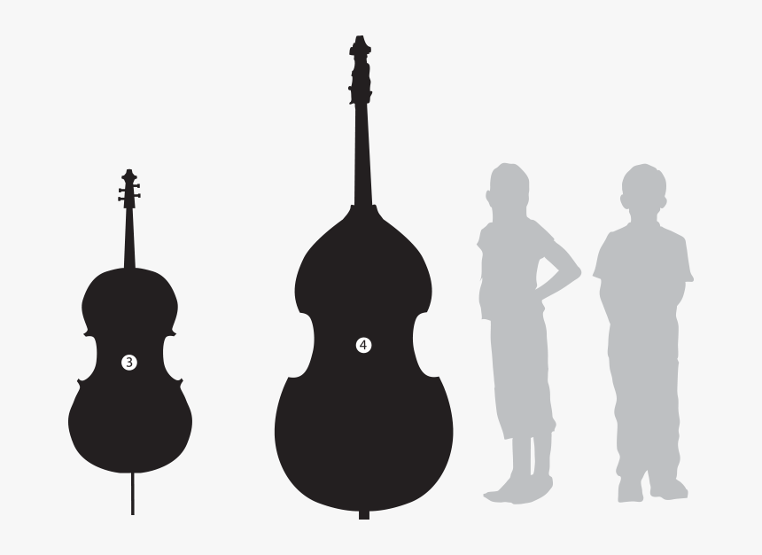 Violin Clipart Orchestra Class - Black And White Silhouette Double Bass Clipart, HD Png Download