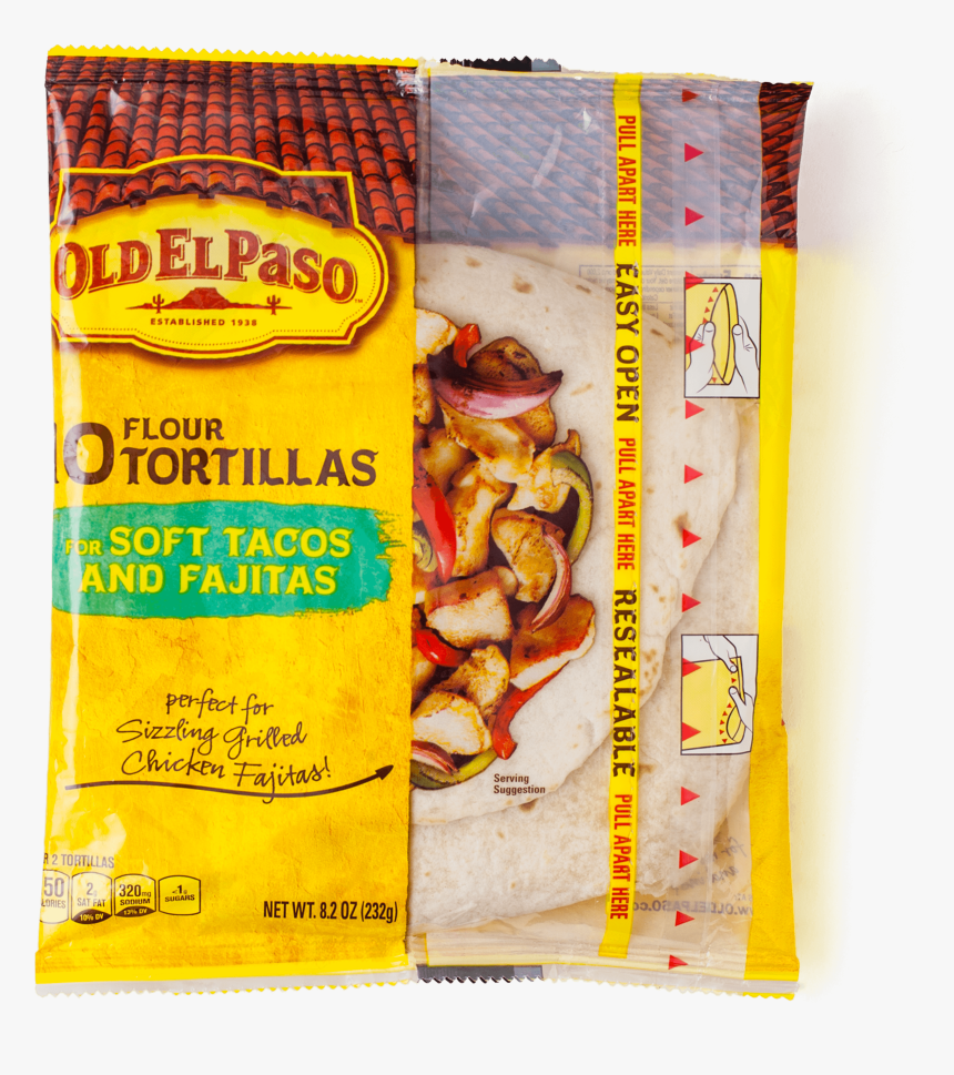 Transparent Tortilla Png - Old El Paso Tortilla Soft Tacos And Fajita Nutrition, Png Download