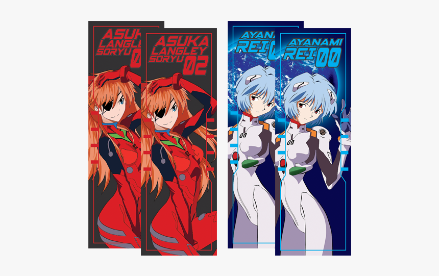 Image Of Ayanami Rei & Asuka Slap Sticker - Cartoon, HD Png Download