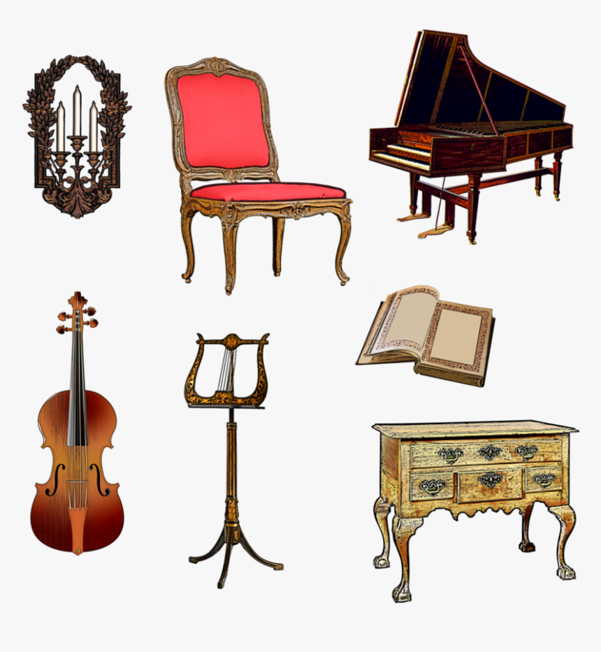 Harpsichord, Violin, Music Stand, Furniture, Chair - Music Stand, HD Png Download