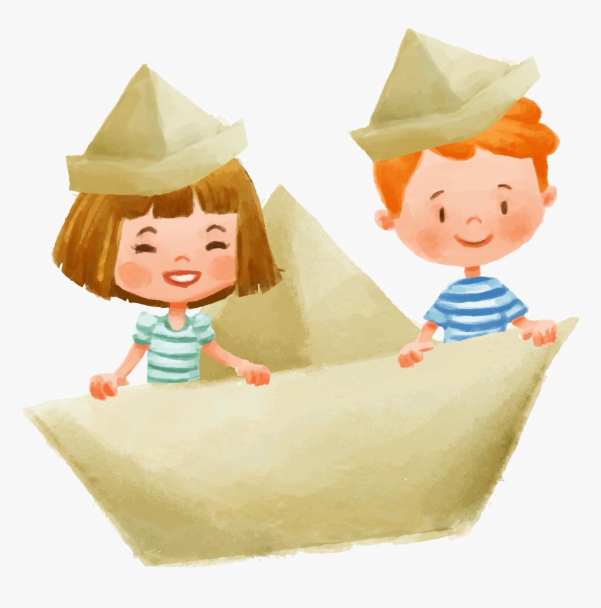 Hand Drawn Cartoon Watercolor Children Playing Decoratives, HD Png Download