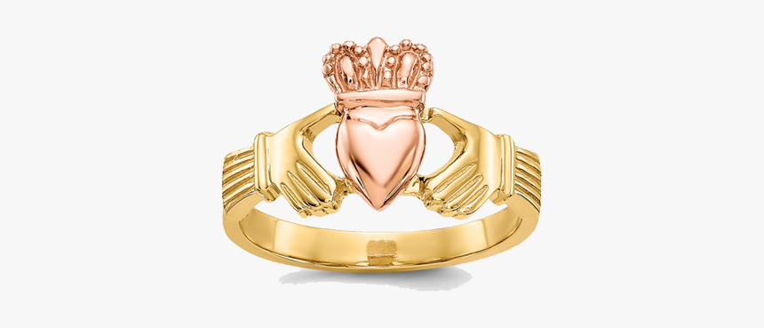 14k Two Tone Gold Claddagh Ring - Engagement Ring, HD Png Download