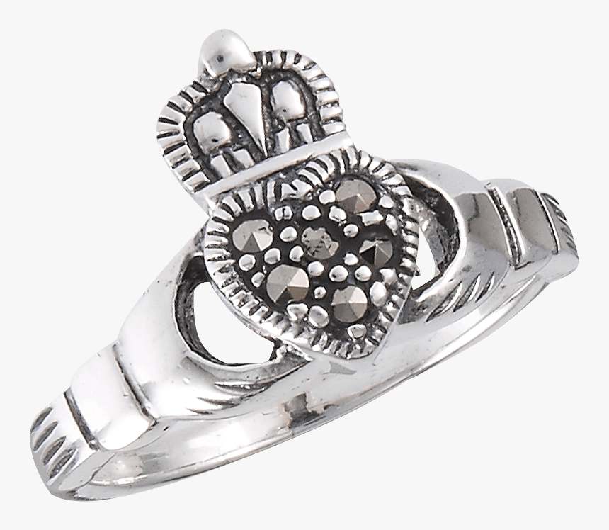 Silver Marcasite Claddagh Ring - Pre-engagement Ring, HD Png Download