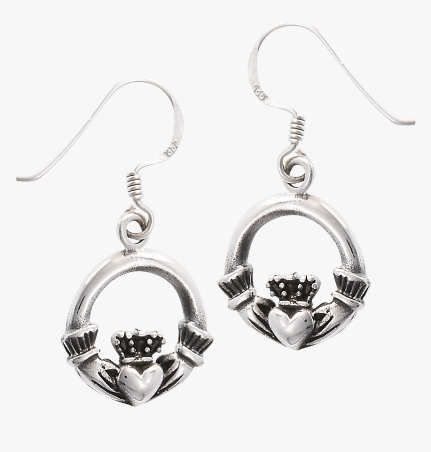 Sterling Silver Claddagh Circle Earrings - Earrings, HD Png Download