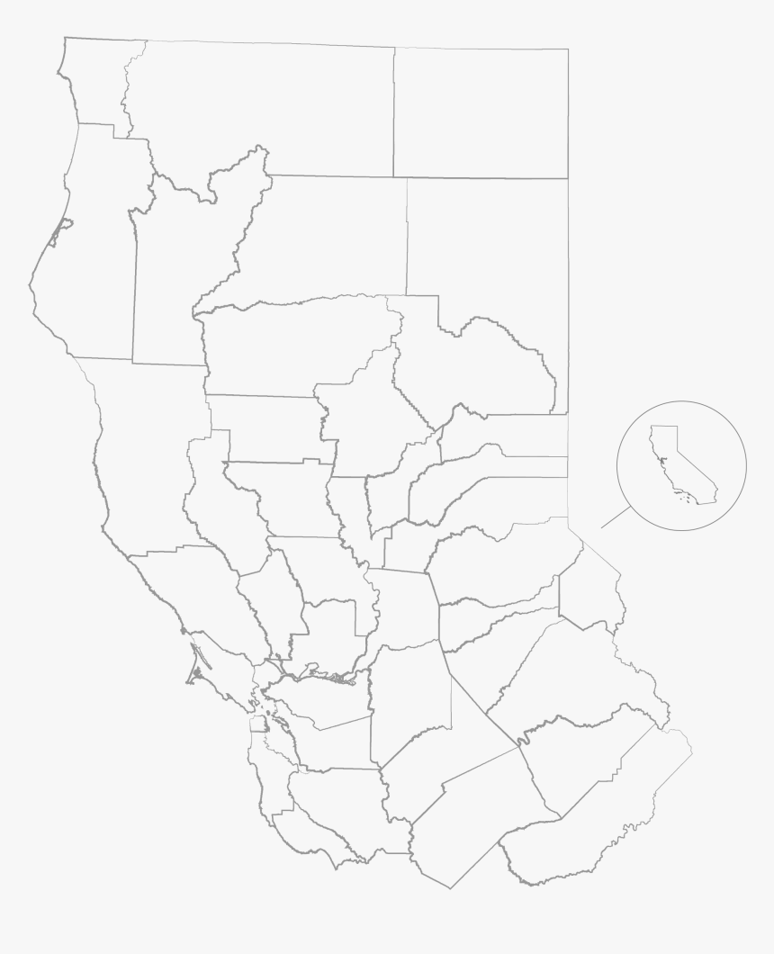 California Map Outline - Map Of California Counties, HD Png Download
