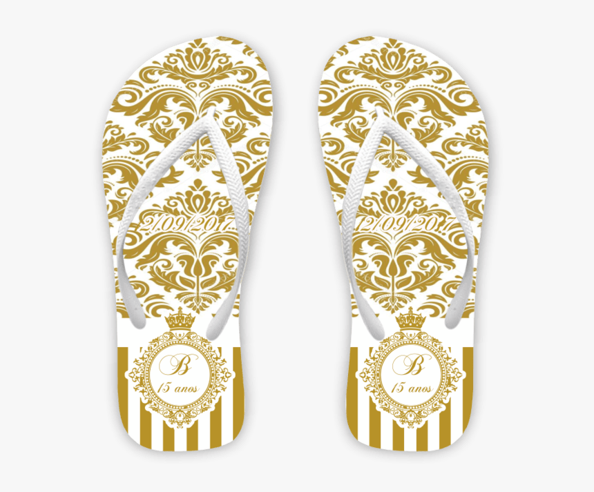 Chinelo 15 Anos Arabesco Com Monograma - Flip-flops, HD Png Download