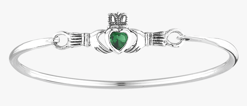 Green Gem Claddagh Bangle Bracelet - Engagement Ring, HD Png Download