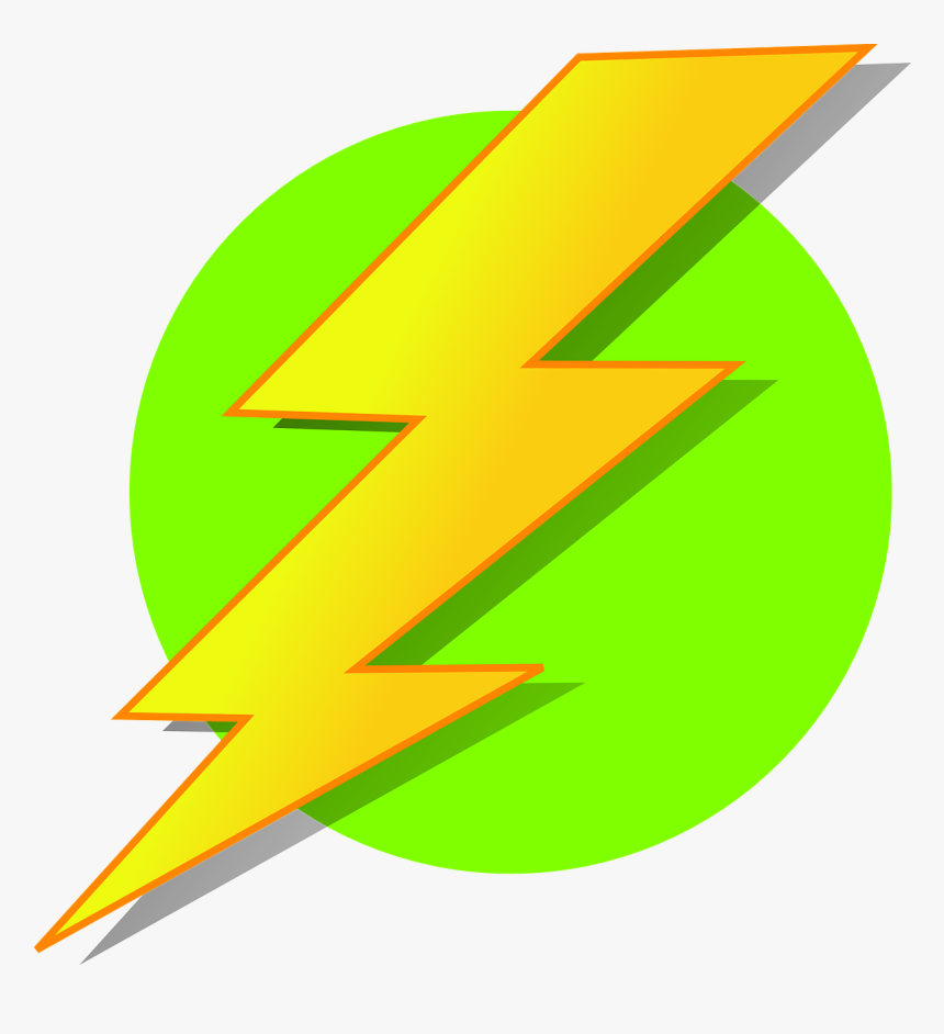 Lightning, Energy, Bolt, Green, Circle, Shadow, Symbol - Lightning Bolt Green Circle, HD Png Download