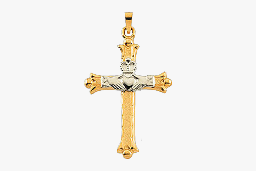 Claddagh Two Tone Cross - Pendant, HD Png Download