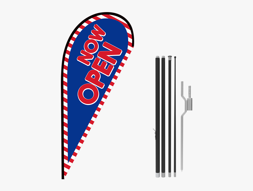 8ft Now Open Stock Teardrop Flag With Ground Stake - Flag, HD Png Download
