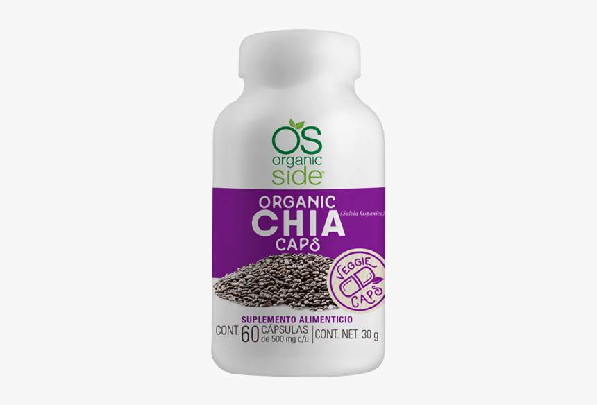 Organic Side, Chia En Cápsulas, 60 Cápsulas - Bottle, HD Png Download