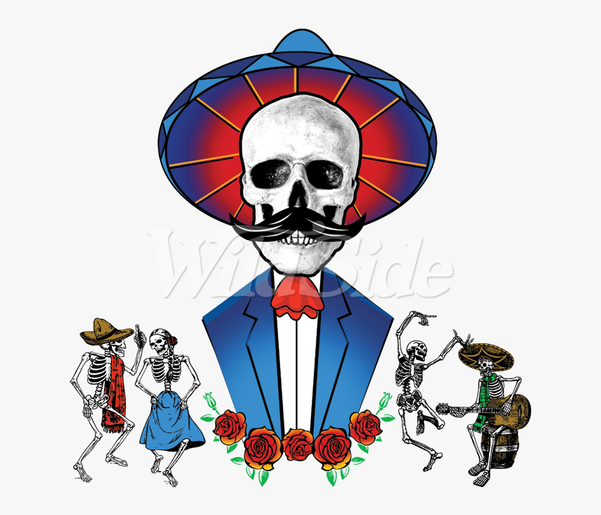 Day Of The Dead Mustache Skull - Day Of The Dead, HD Png Download