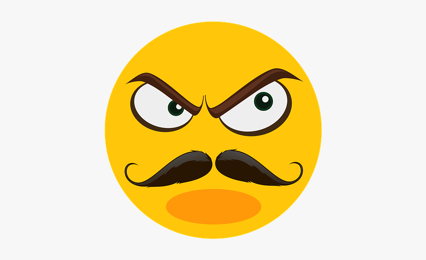 Mustache, Angry, Suspect, Emoji, Emotions, Face - อิ โม จิ รูป หนวด, HD Png Download