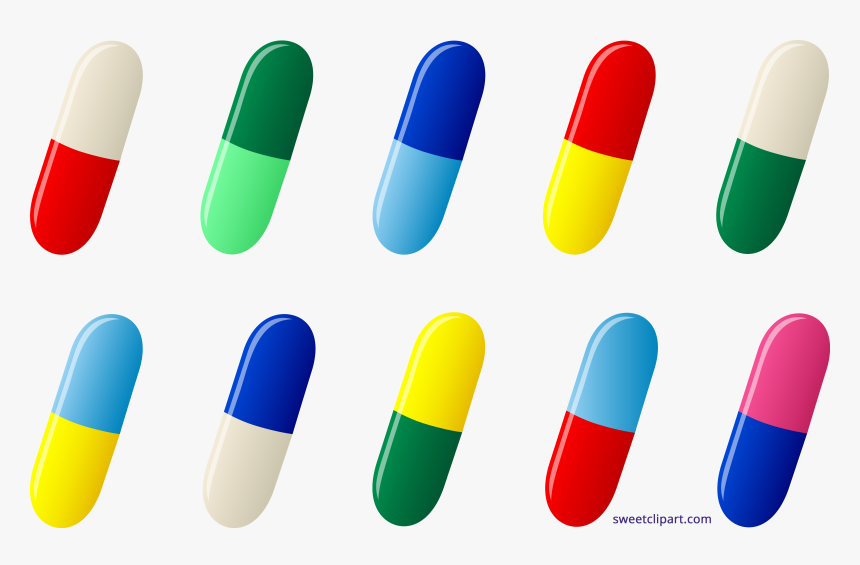 Ten Capsules Meds Sweet - Clip Art Pills, HD Png Download