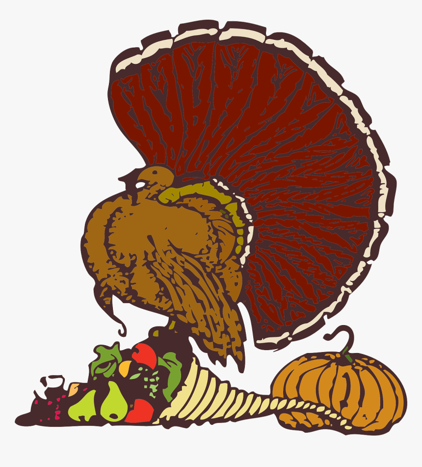 Turkey, Cornucopia, Thanksgiving, Food, Holiday, Autumn - Roasted Turkey Artwork, HD Png Download