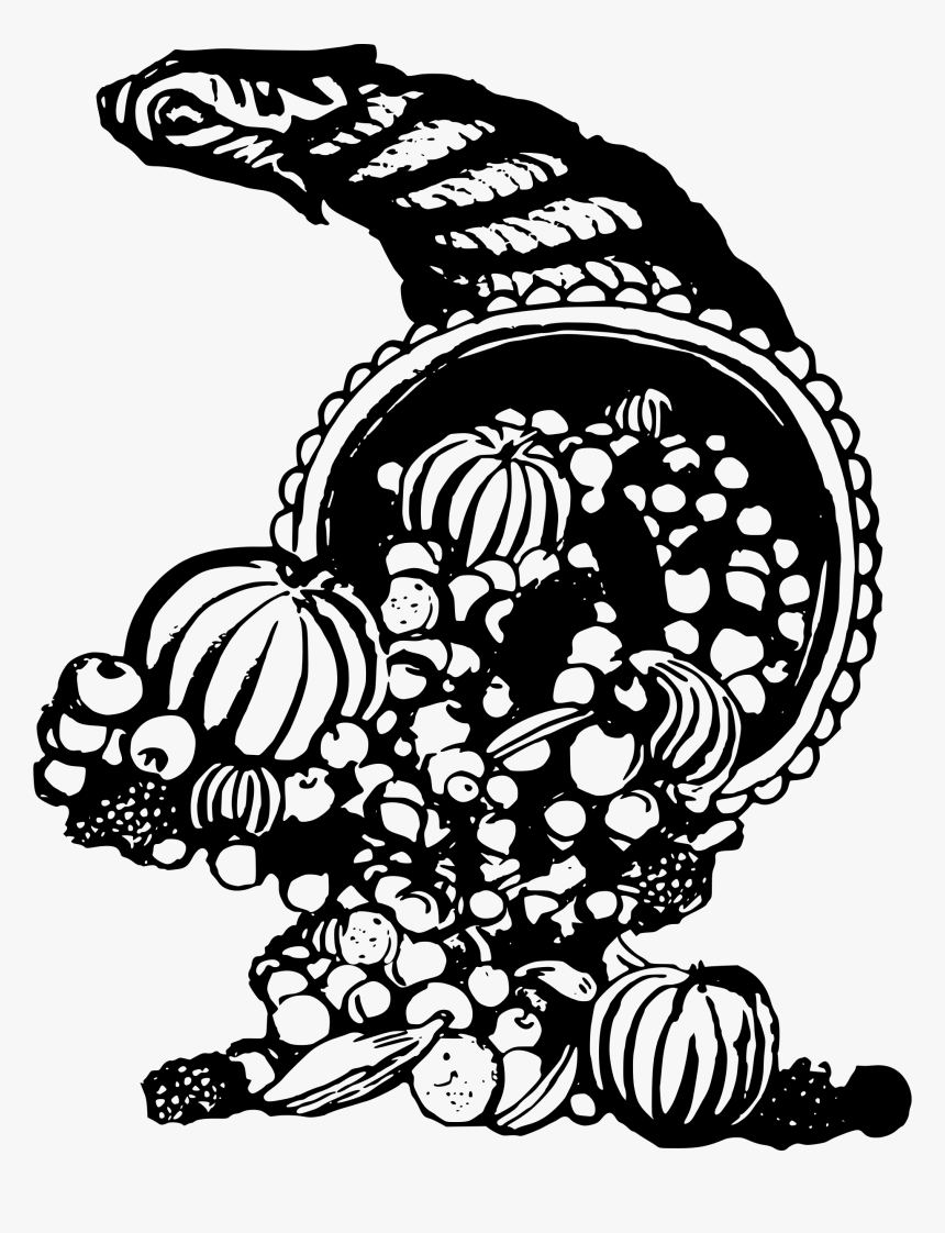 Transparent Cornucopia Clipart - Horn Of Plenty Line Art, HD Png Download