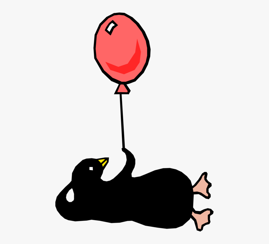 Vector Illustration Of Penguin With Red Balloon, HD Png Download