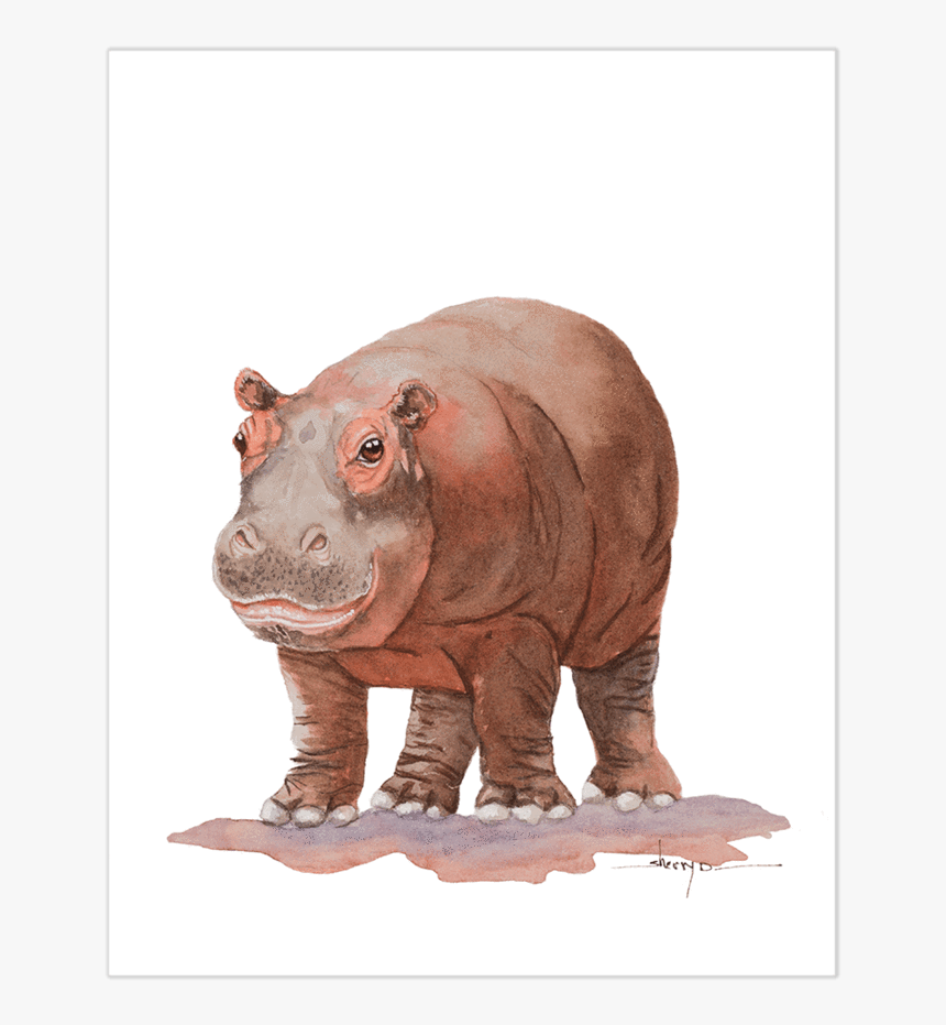 Baby Hippo Wall Art 
 Class Lazyload Blur-up 
 Style - Black Rhinoceros, HD Png Download