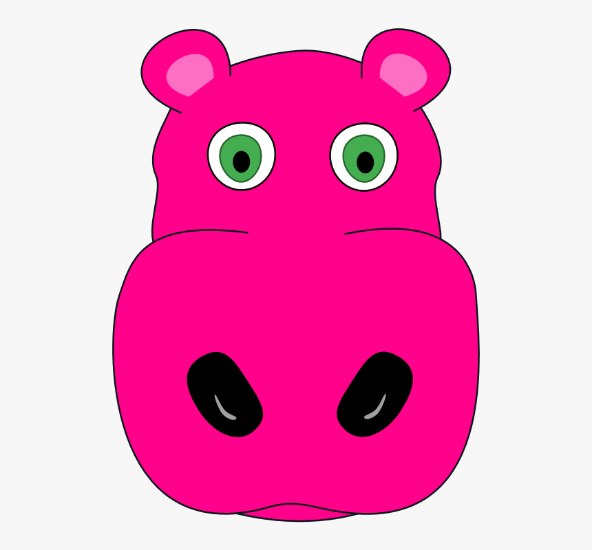 Hippo Face Clipart - Animals Face Art Clips, HD Png Download