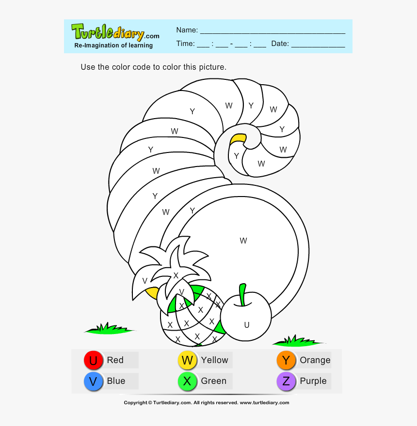 Color By Letter Cornucopia - Cornucopia Color By Number Worksheet, HD Png Download