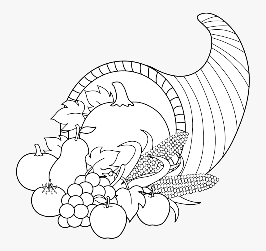 Harvest Cornucopia Line Art Free Clip Clipart - Cornucopia Clip Art