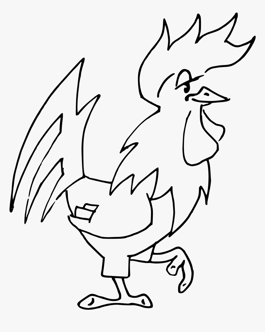 Rooster Black And White Drawing, HD Png Download