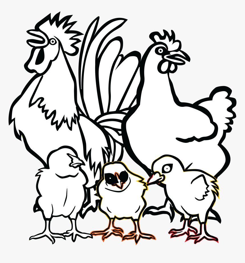 Transparent Chicken Clipart Png - Familia De Pollos Para Colorear, Png Download