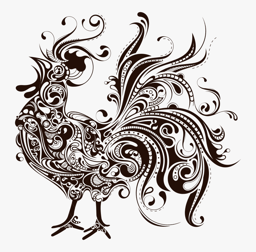 Clip Art Collection Of Free Drawing - Rooster Silhouette, HD Png Download