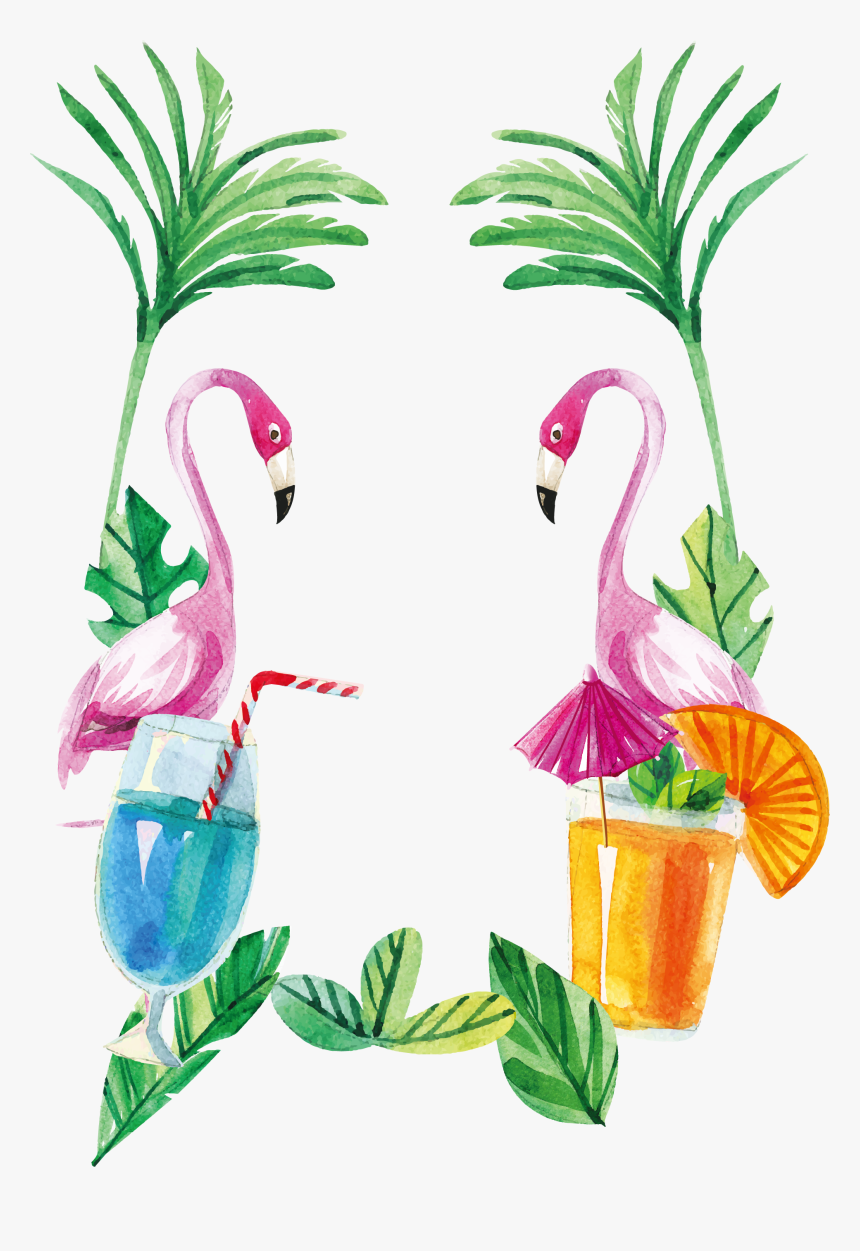 Flamingo Summer Png - Watercolor Flamingo With Transparent Background, Png Download