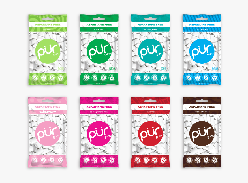 8 Gum Bag Variety, , Pur Gum, Pur Gum, Pur Gum, Aspartame - Chewing Gum, HD Png Download