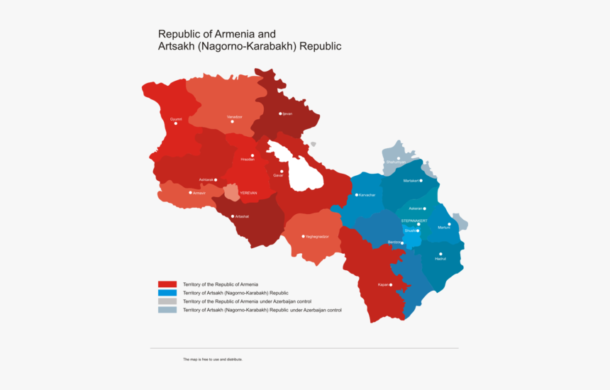 Armenia & Karabakh Vector Map - Armenia And Artsakh Map, HD Png Download