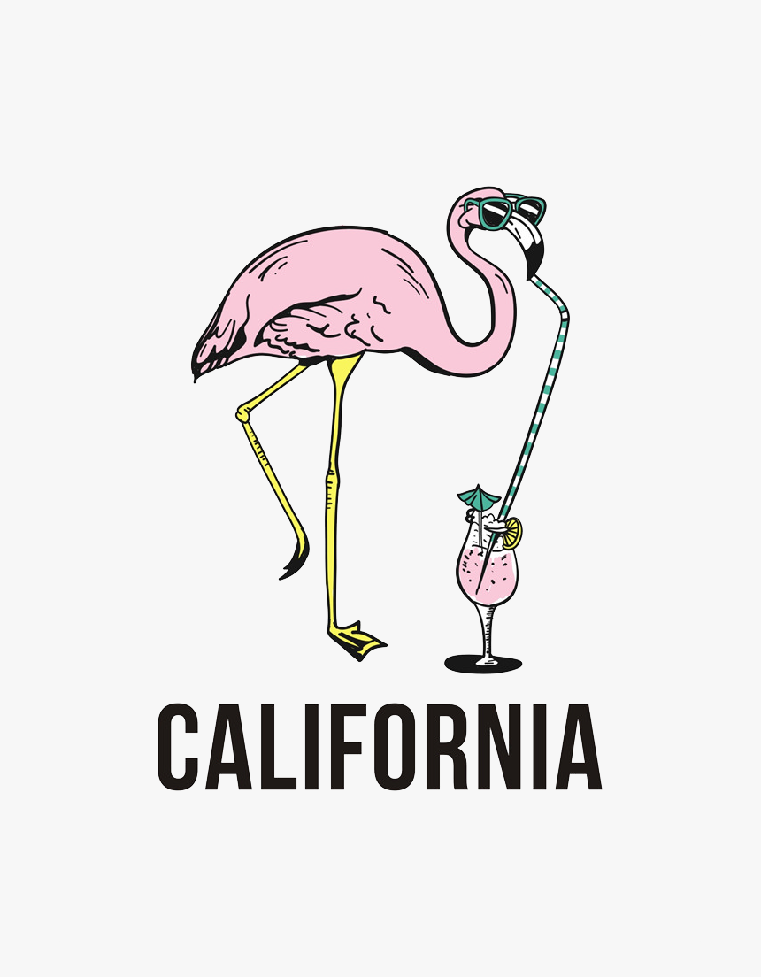 Transparent Flamingo Vector Png - Flamingo With A Drink Clip Art, Png Download