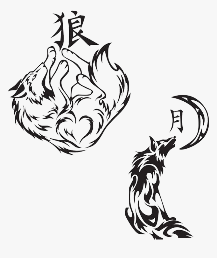 Wolf Tattoos Half Moon , Png Download, Transparent Png
