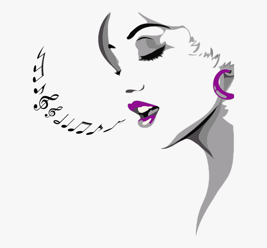 Mujeres, Niña, La Cabeza, Notas Musicales, Canto, Mujer - Woman Singing Clipart, HD Png Download