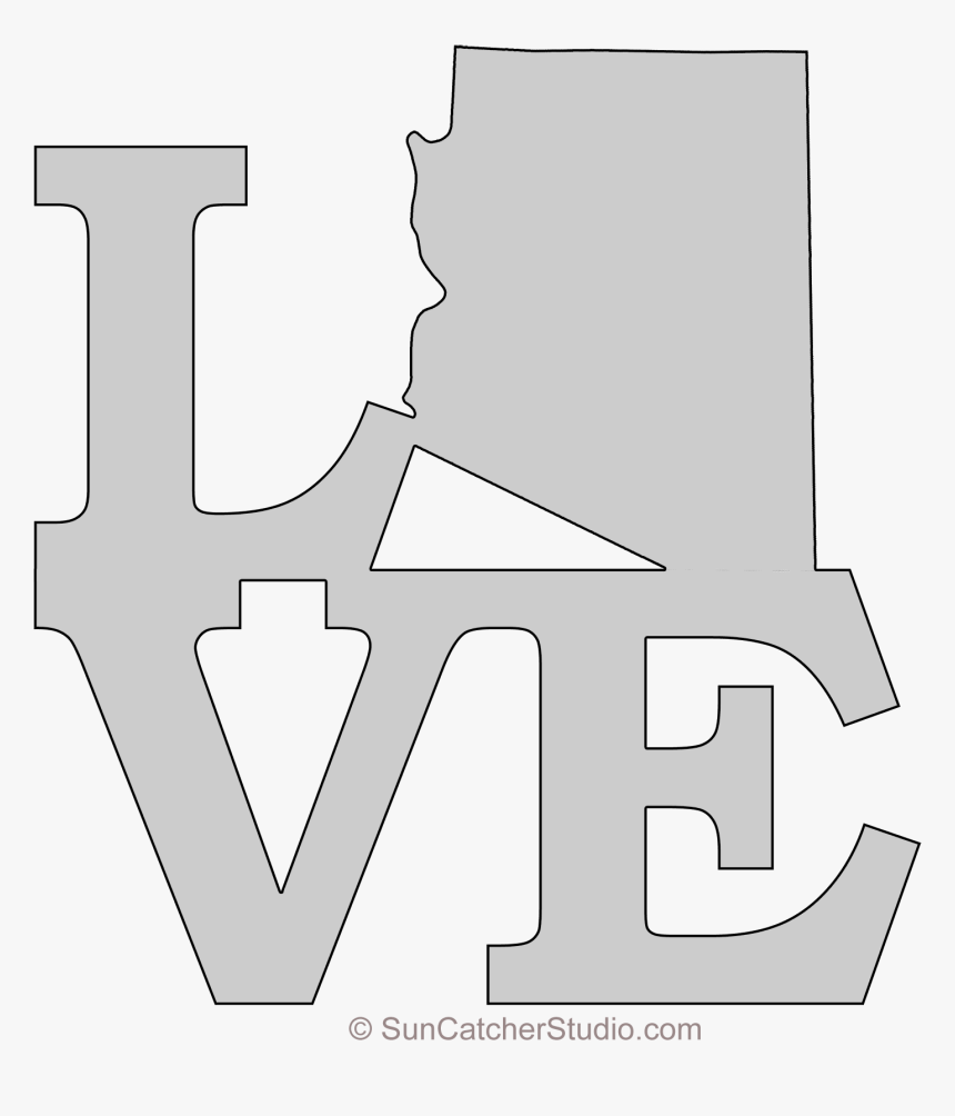 Arizona Love Map Outline Scroll Saw Pattern Shape State - Marking Tools, HD Png Download