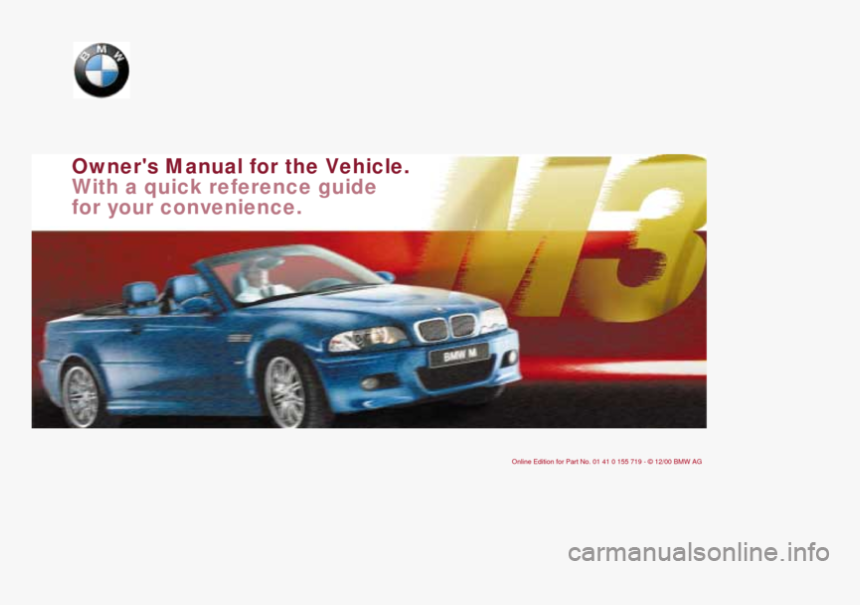Bmw M3 Convertible 2001 E46 Owners Manual, Page - Bmw El Placer De Conducir, HD Png Download