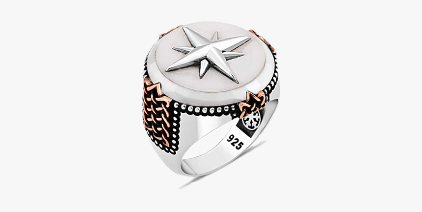 Sterling Silver Compass Mens Ring Kaan Art - Titanium Ring, HD Png Download