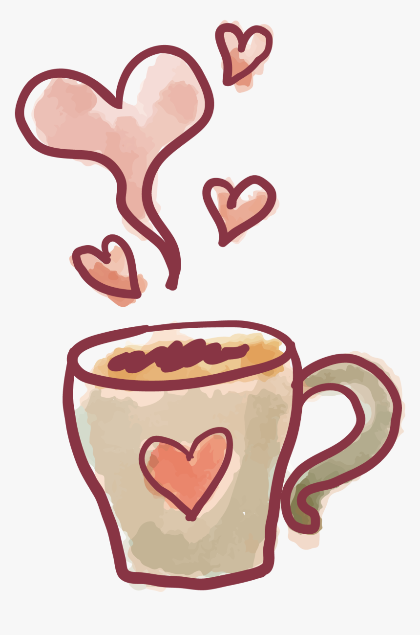 Valentines Day Paper Drawing Heart Love - Coffee Heart Drawing Png, Transparent Png