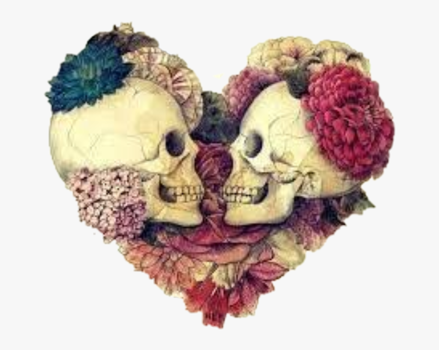 #amor De Calaveras - Two Skulls In Heart Shape, HD Png Download
