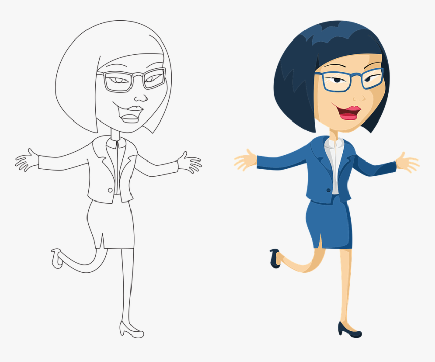 Asian, Woman, Business Woman, Female, Happy Woman - Transparent Female Business Cartoon, HD Png Download