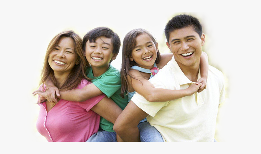 Asian Family With 2 Parents, Each Holding A Child On - Canadian Family, HD Png Download