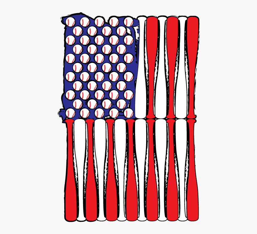 Baseball Flag Bats Red White Blue Stars Stripes Americana - Baseball Clipart Red White And Blue, HD Png Download